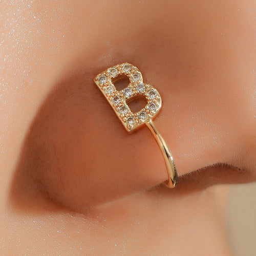 No Piercing Nose Pin Copper Inlaid Zircon Letter U Shape