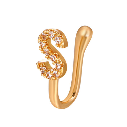 No Piercing Nose Pin Copper Inlaid Zircon Letter U Shape